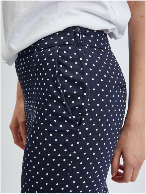 Orsay Tamnoplave ženske hlače tričetvrt dužine na točkice ORSAY