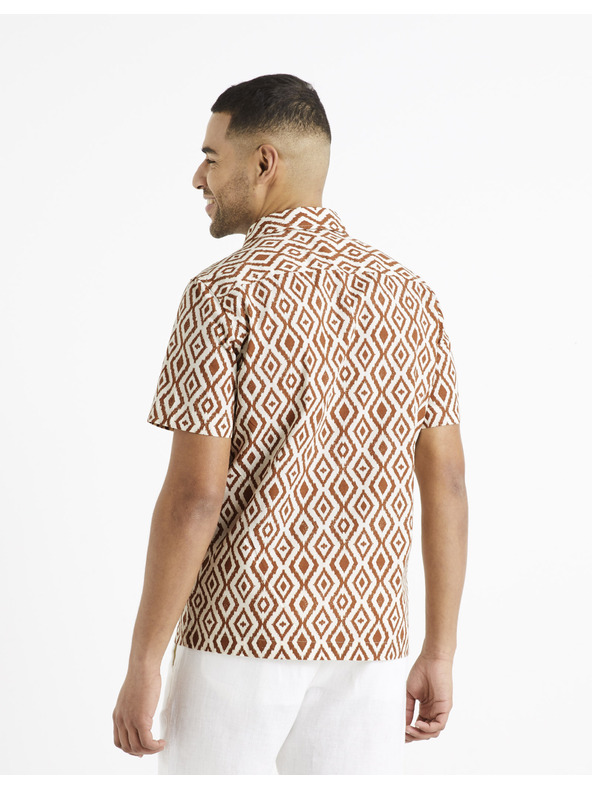 Celio Smeđa i krem ​​košulja s uzorkom za muškarce Celio Daprinta