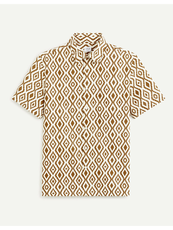 Celio Smeđa i krem ​​košulja s uzorkom za muškarce Celio Daprinta