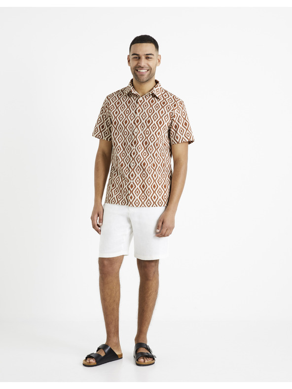 Celio Smeđa i krem ​​košulja s uzorkom za muškarce Celio Daprinta