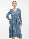 Orsay Plava ženska haljina srednje duljine s uzorkom ORSAY