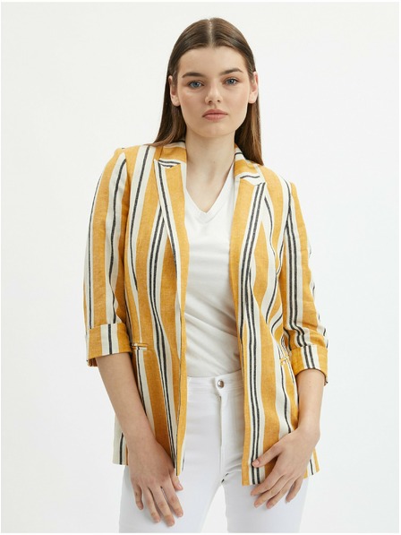Orsay Narančasta ženska prugasta lanena jakna ORSAY
