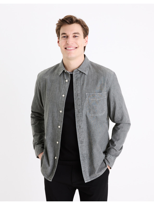 Celio Celio Gagusti siva muška traper košulja1