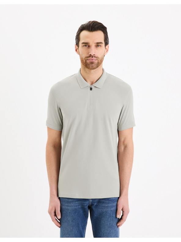 Celio Svijetlo siva muška base polo majica Celio Gebenoit