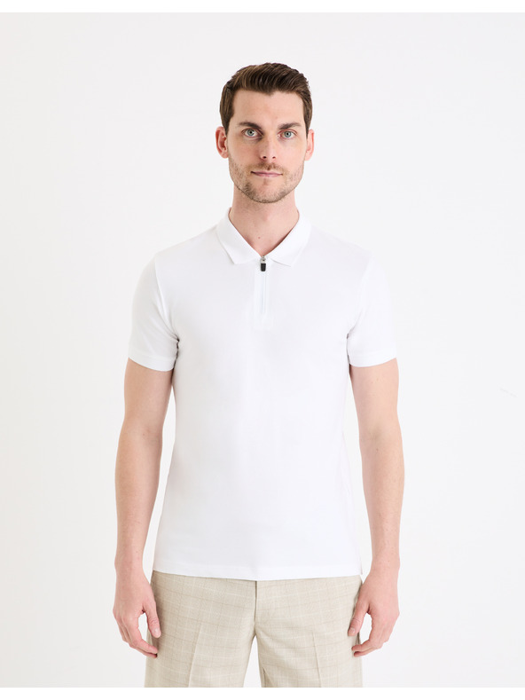 Celio Bijela muška base polo majica Celio Gebenoit