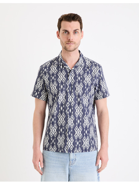 Celio Bijelo-plava muška košulja s uzorkom i kratkim rukavima Celio Gakat