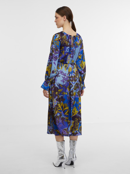 Orsay Plava ženska satenska midi haljina s uzorkom ORSAY