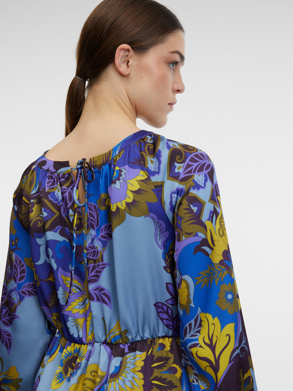 Orsay Plava ženska satenska midi haljina s uzorkom ORSAY