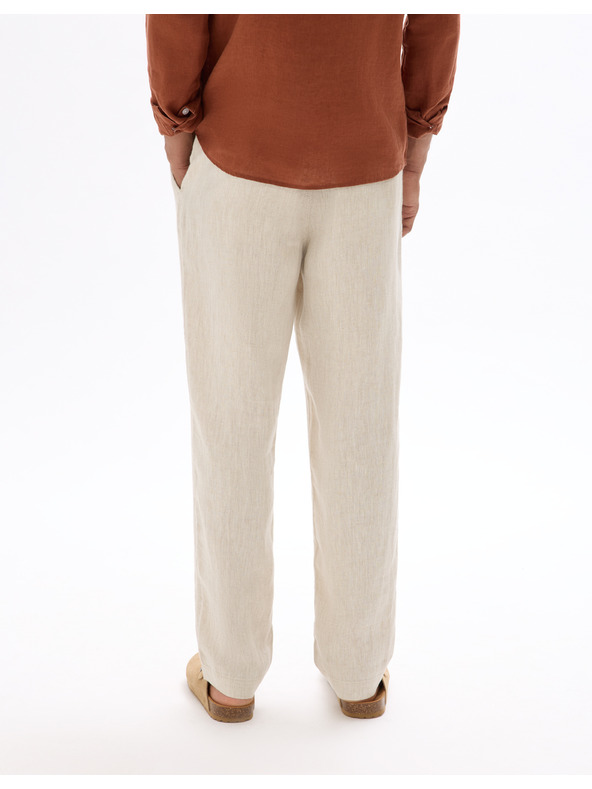 Celio Bež muške lanene hlače Celio Dolinus