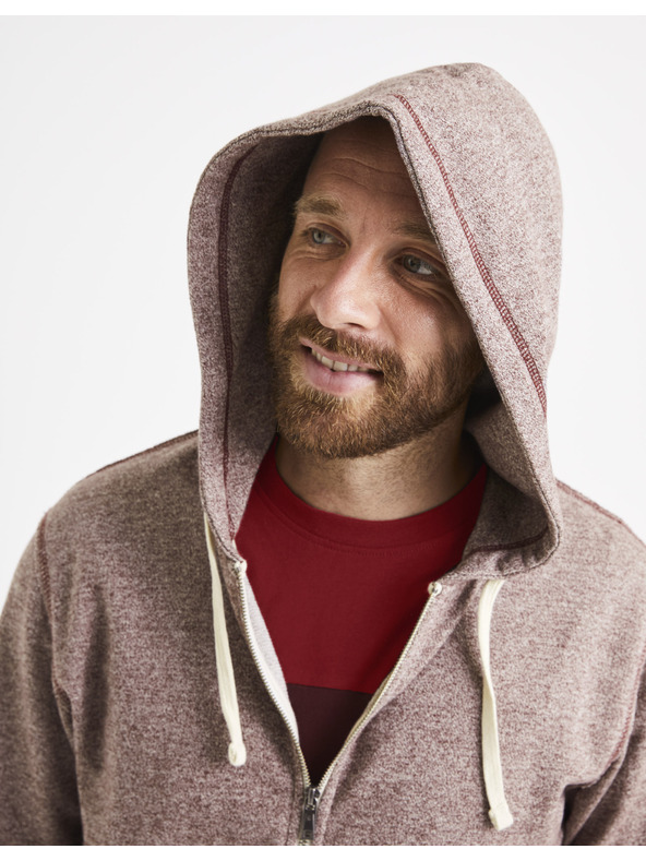 Celio Celio muška majica s kapuljačom od vinski crvenog flisa