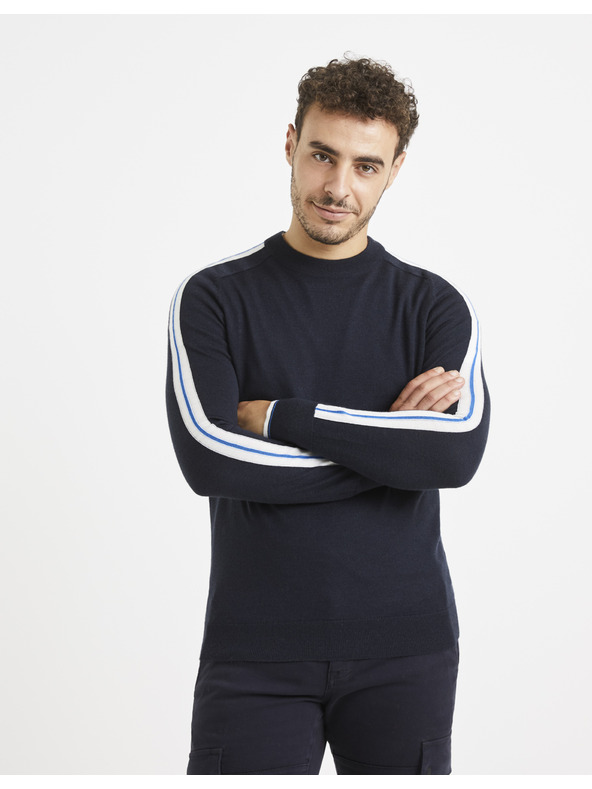 Celio Tamnoplavi džemper s primjesama Celio Veritas vune