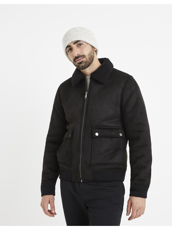 Celio Crna jakna od umjetnog krzna Celio Vutoronto