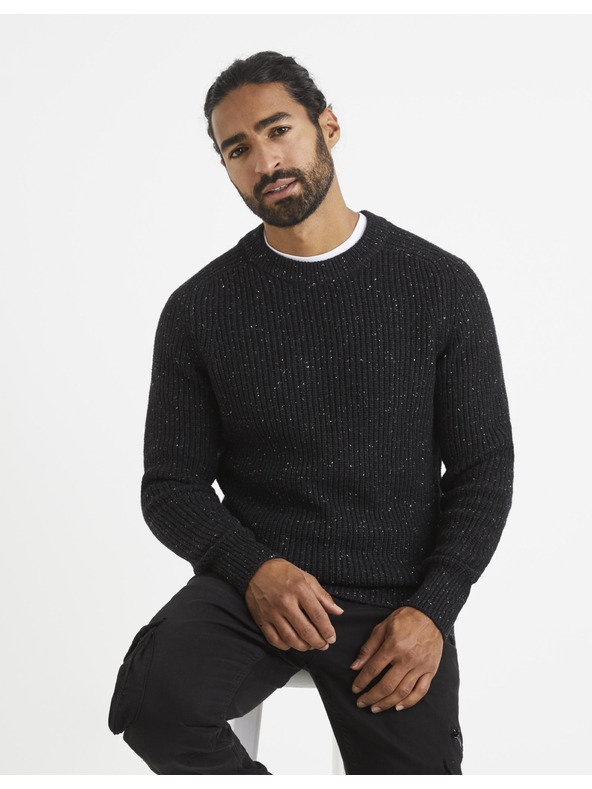 Celio Crni muški Celio tigrasti pulover