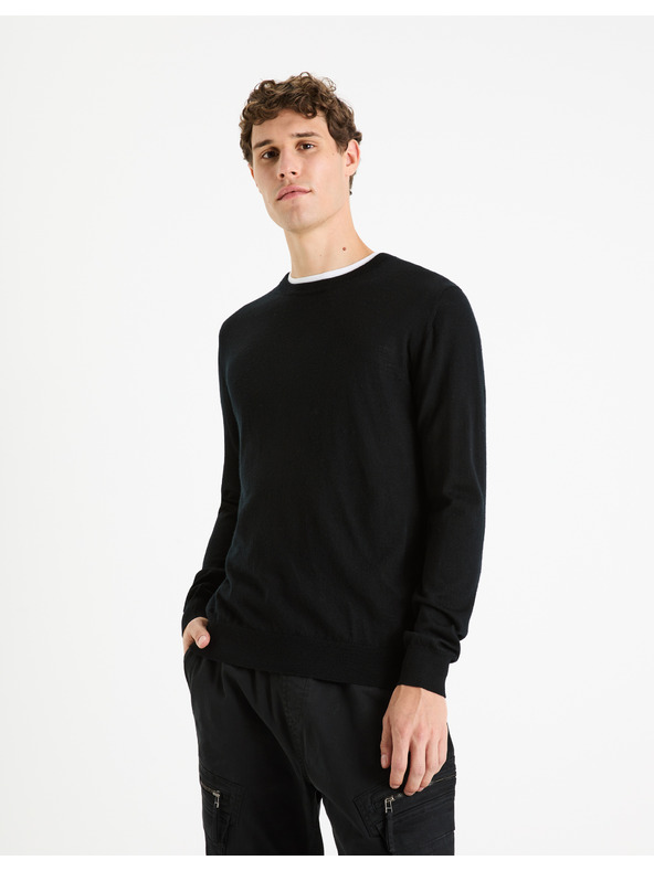 Celio Crni muški vuneni pulover Celio