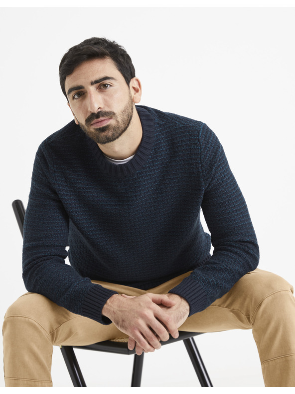 Celio Tamnoplavi muški Celio Vecountry pulover s uzorkom