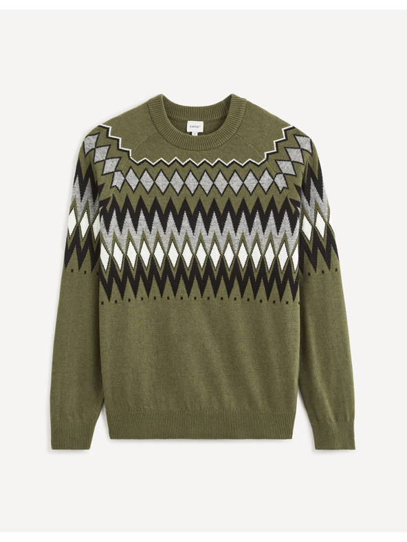 Celio Celio Veryfair kaki muški pulover s uzorkom
