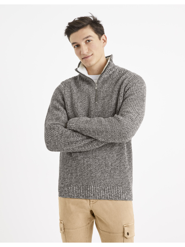 Celio Celio Veviking bijelo-sivi muški tigrasti pulover