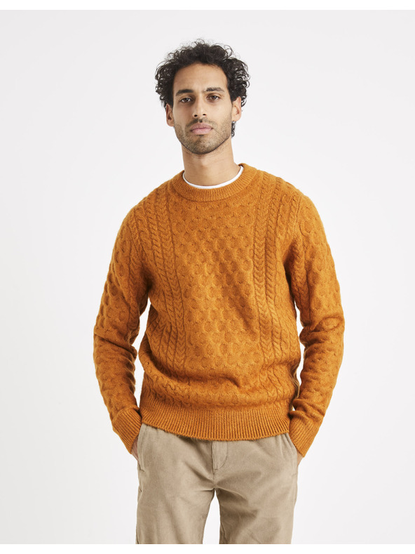 Celio Narančasti muški pleteni pulover Celio Veceltic