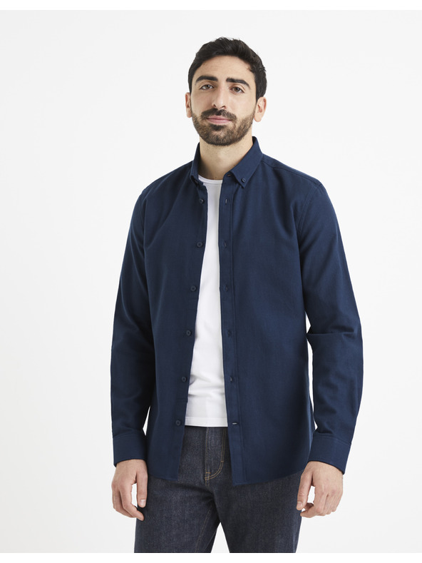 Celio Tamno plava muška košulja Celio Vafla