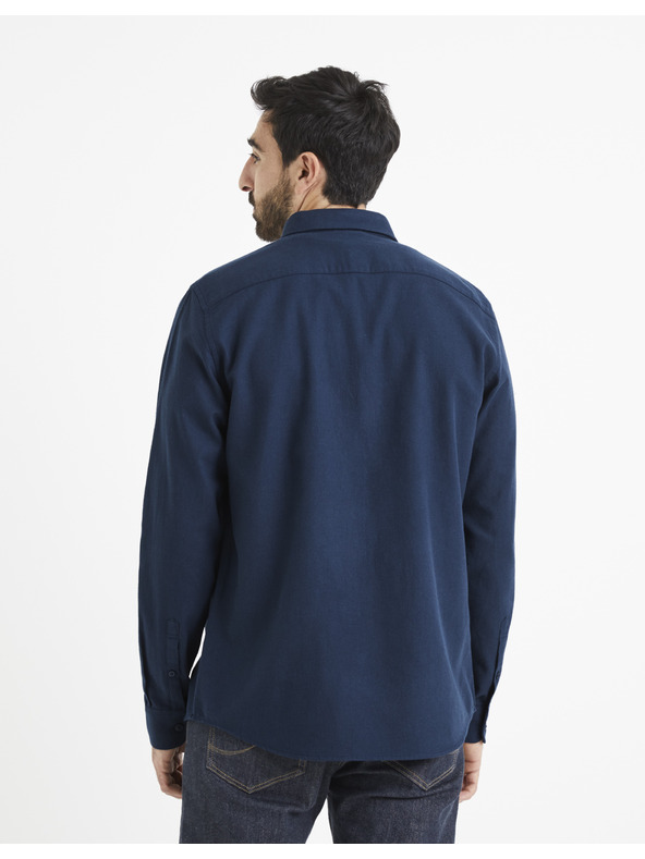Celio Tamno plava muška košulja Celio Vafla