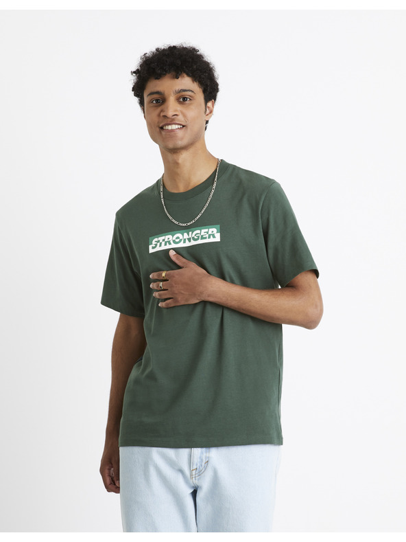 Celio Tamnozelena muška majica kratkih rukava Celio Cefasto