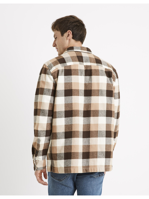 Celio Celio Caochecka smeđa karirana košulja za muškarce