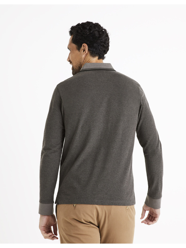 Celio Celio Cedotml siva muška polo majica s dugim rukavima