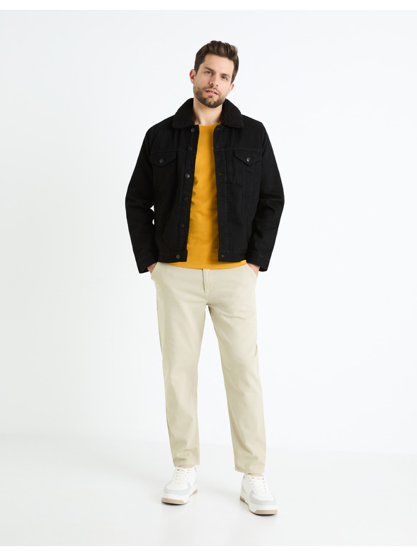 Celio Crna muška traper jakna s Celio Cudensherp krznom