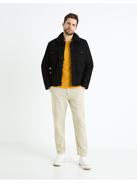 Celio Crna muška traper jakna s Celio Cudensherp krznom