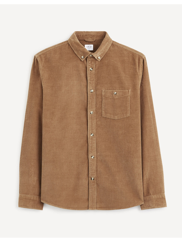 Celio Celio Carduroys smeđa muška košulja od samta