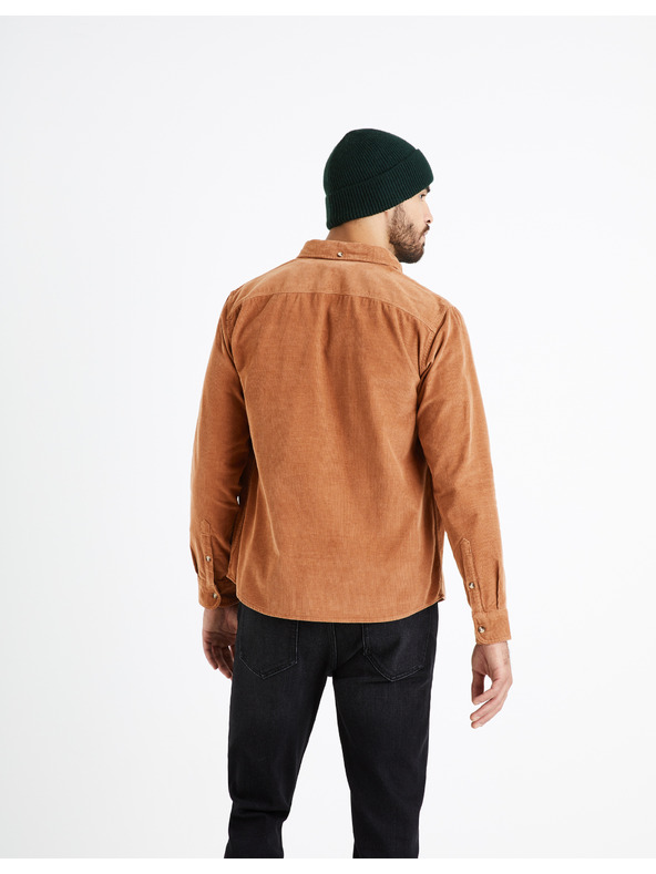 Celio Celio Carduroys smeđa muška košulja od samta