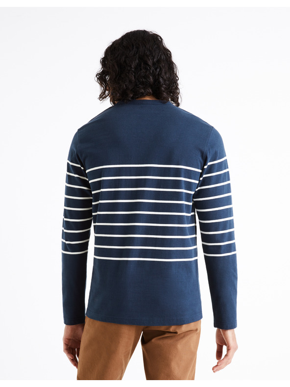 Celio Plava muška majica na pruge Celio Veboxmlr