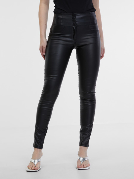 Orsay Crne ženske hlače od umjetne kože ORSAY