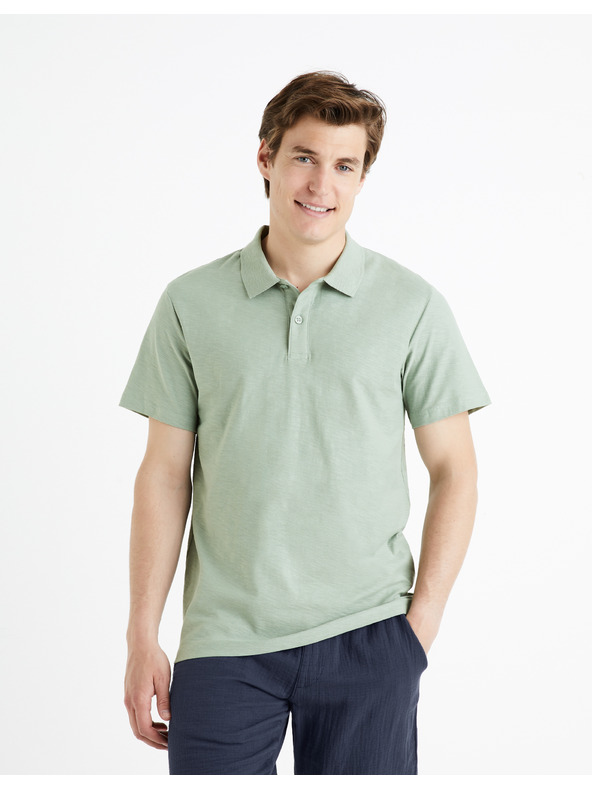 Celio Svijetlo siva muška base polo majica Celio Feflame