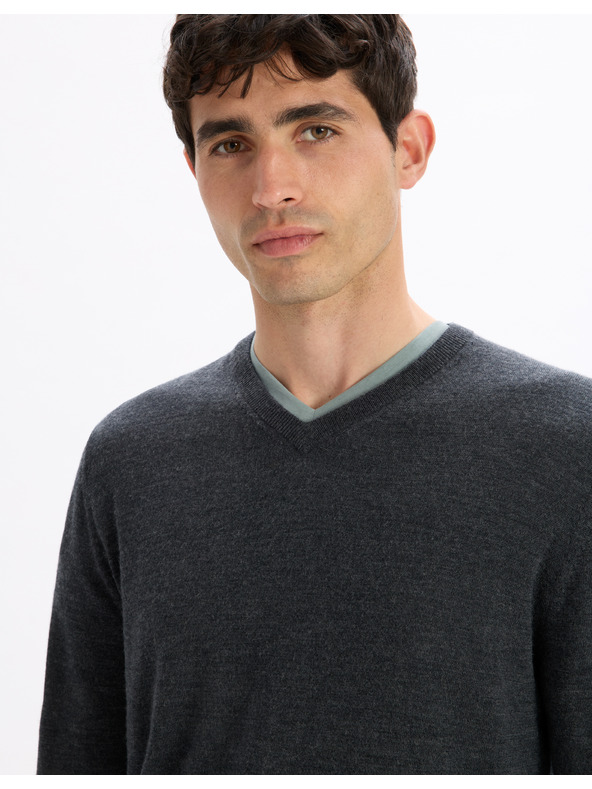 Celio Celio Semeriv tamno sivi muški vuneni džemper