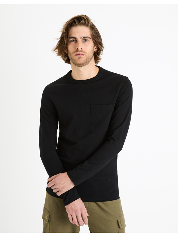 Celio Crna muška basic majica s Celio džepom