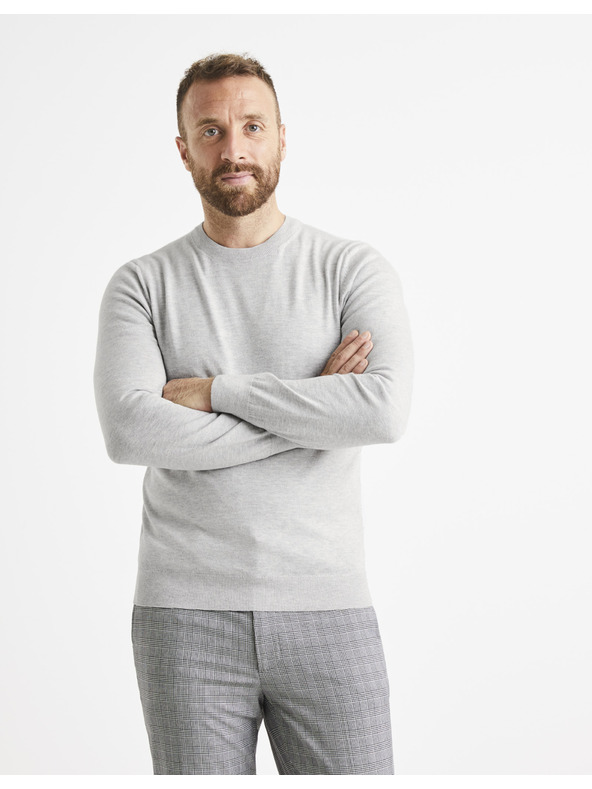 Celio Svijetlo sivi muški base džemper Celio