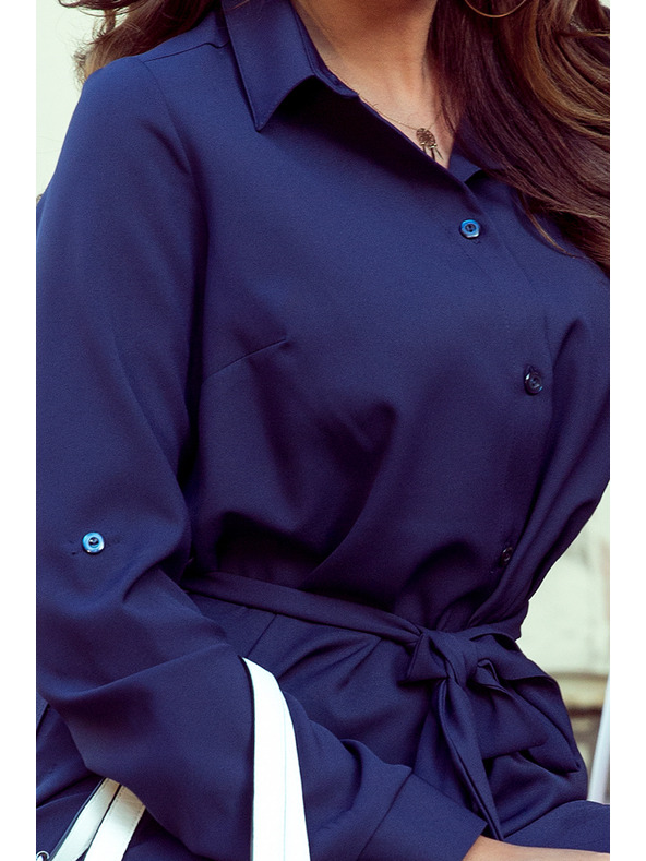 numoco Haljina košulja na kopčanje - tamnoplava Numoco