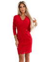 numoco Čipkasta haljina s dugim rukavima i dekolteom - crvena Numoco