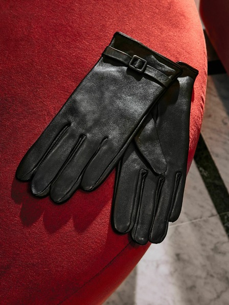 Orsay Crne ženske kožne rukavice ORSAY