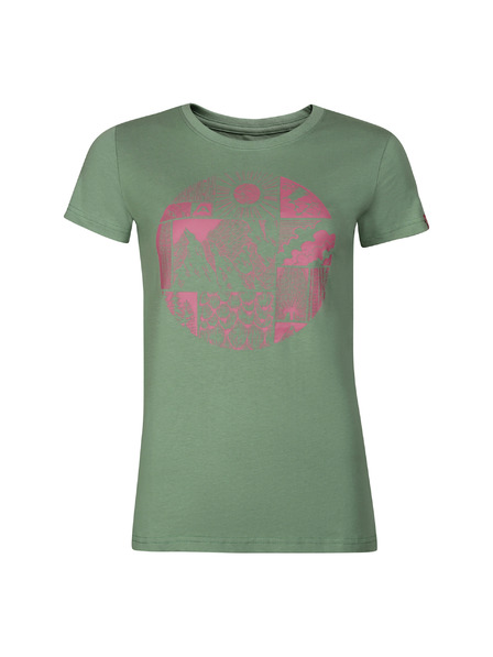ALPINE PRO Zelena ženska majica s printom ALPINE PRO ECCA