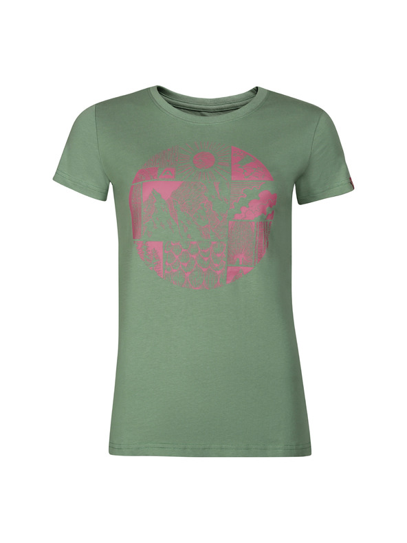 ALPINE PRO Zelena ženska majica s printom ALPINE PRO ECCA