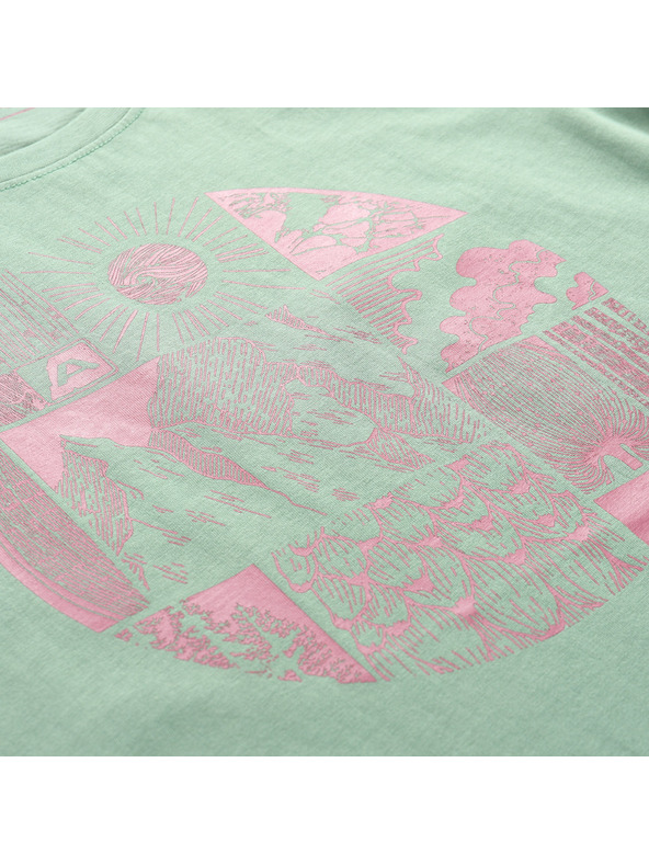 ALPINE PRO Zelena ženska majica s printom ALPINE PRO ECCA