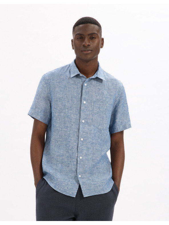 Celio Celio Damralin plava muška lanena košulja
