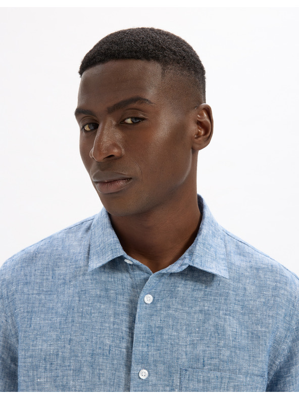 Celio Celio Damralin plava muška lanena košulja