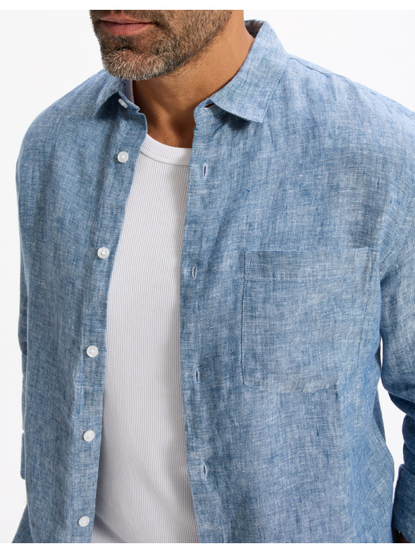 Celio Celio Daflix plava muška lanena košulja