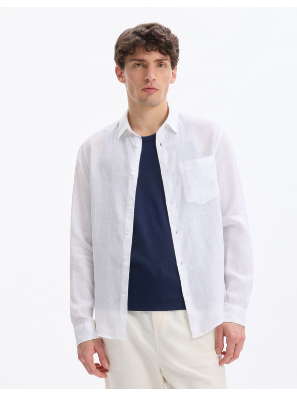 Celio Celio Daflix bijela muška lanena košulja