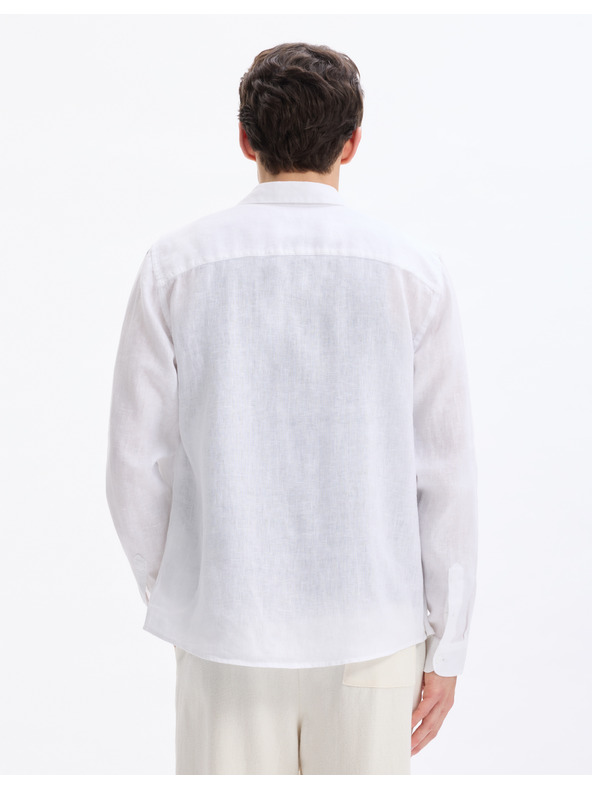Celio Celio Daflix bijela muška lanena košulja