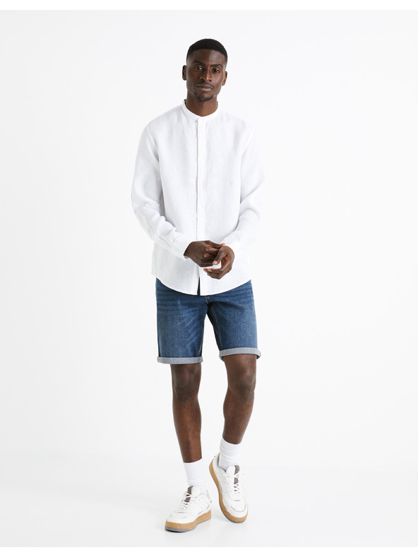 Celio Celio Damaolin bijela muška lanena košulja