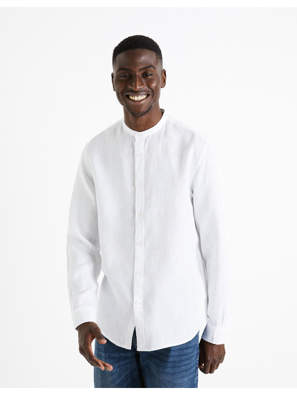 Celio Celio Damaolin bijela muška lanena košulja